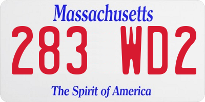 MA license plate 283WD2