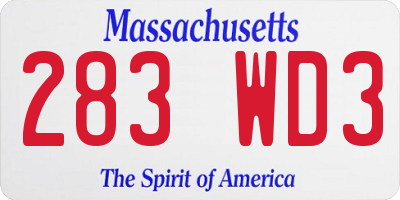 MA license plate 283WD3