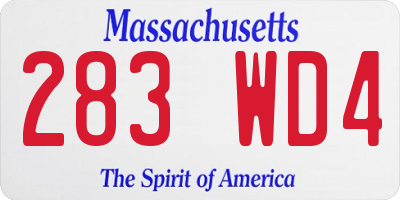 MA license plate 283WD4