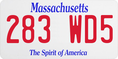 MA license plate 283WD5