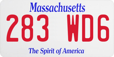 MA license plate 283WD6