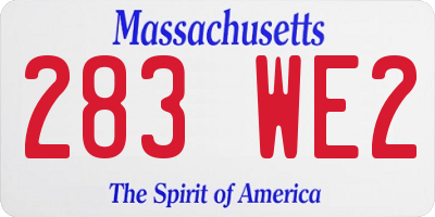 MA license plate 283WE2