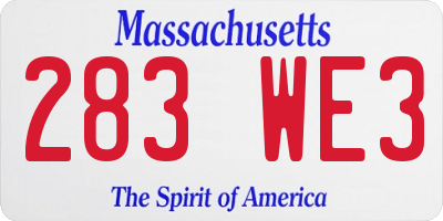 MA license plate 283WE3