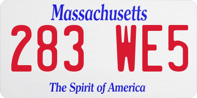 MA license plate 283WE5