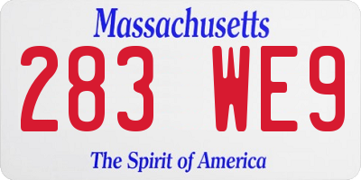 MA license plate 283WE9