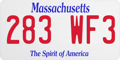 MA license plate 283WF3