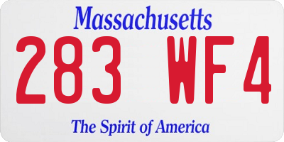 MA license plate 283WF4