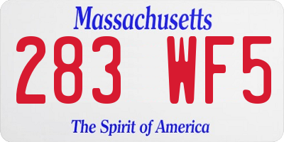 MA license plate 283WF5
