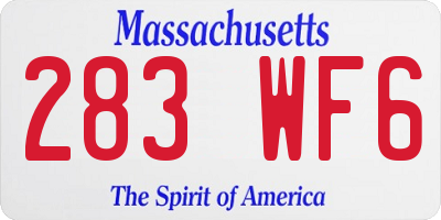 MA license plate 283WF6