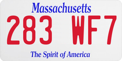 MA license plate 283WF7