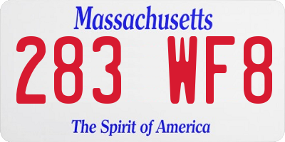 MA license plate 283WF8