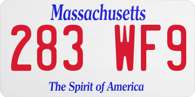MA license plate 283WF9