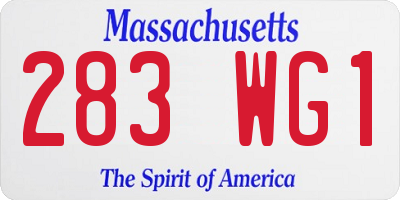 MA license plate 283WG1