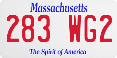 MA license plate 283WG2