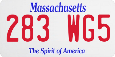 MA license plate 283WG5