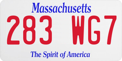 MA license plate 283WG7