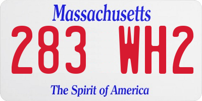 MA license plate 283WH2