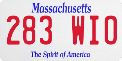 MA license plate 283WI0
