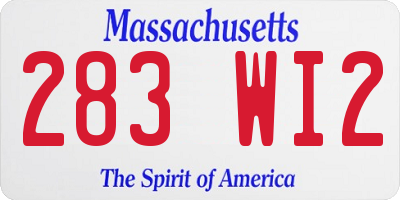 MA license plate 283WI2