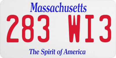MA license plate 283WI3