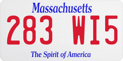 MA license plate 283WI5