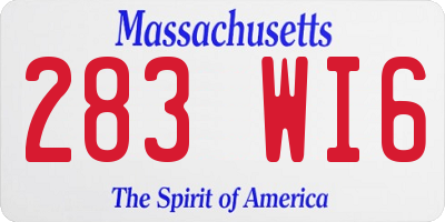 MA license plate 283WI6
