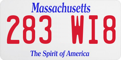 MA license plate 283WI8