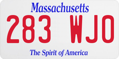 MA license plate 283WJ0