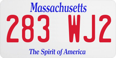 MA license plate 283WJ2