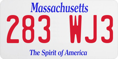 MA license plate 283WJ3
