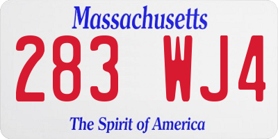 MA license plate 283WJ4