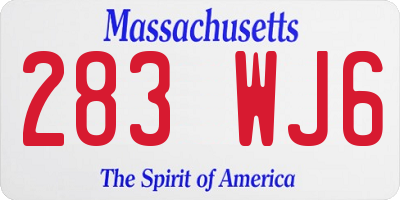 MA license plate 283WJ6