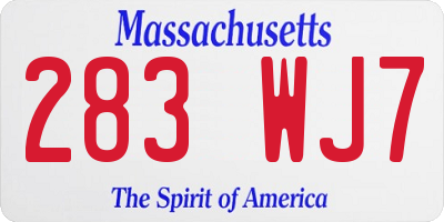 MA license plate 283WJ7