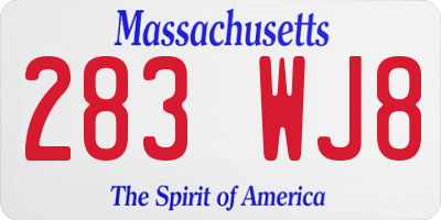 MA license plate 283WJ8