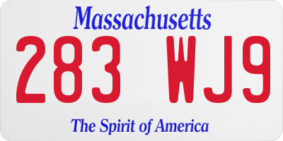 MA license plate 283WJ9