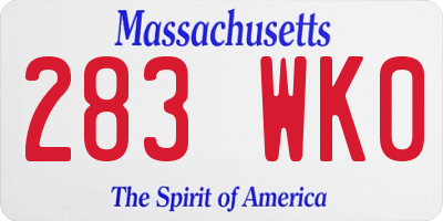 MA license plate 283WK0
