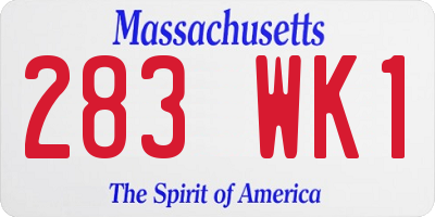 MA license plate 283WK1