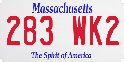 MA license plate 283WK2