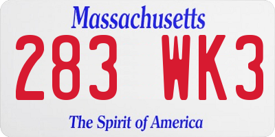 MA license plate 283WK3