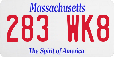 MA license plate 283WK8