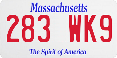 MA license plate 283WK9
