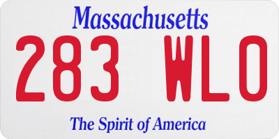 MA license plate 283WL0