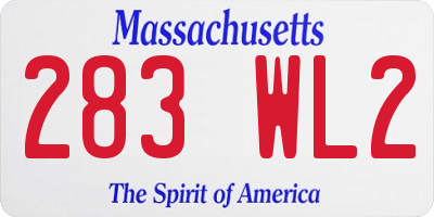 MA license plate 283WL2