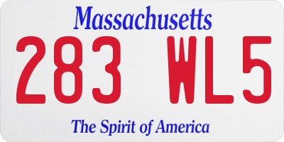 MA license plate 283WL5