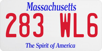 MA license plate 283WL6