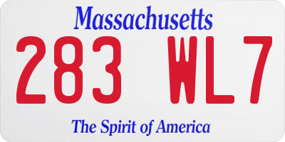 MA license plate 283WL7