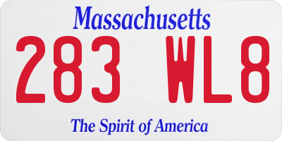 MA license plate 283WL8