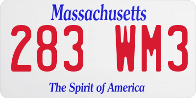 MA license plate 283WM3