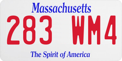 MA license plate 283WM4