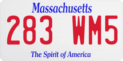MA license plate 283WM5